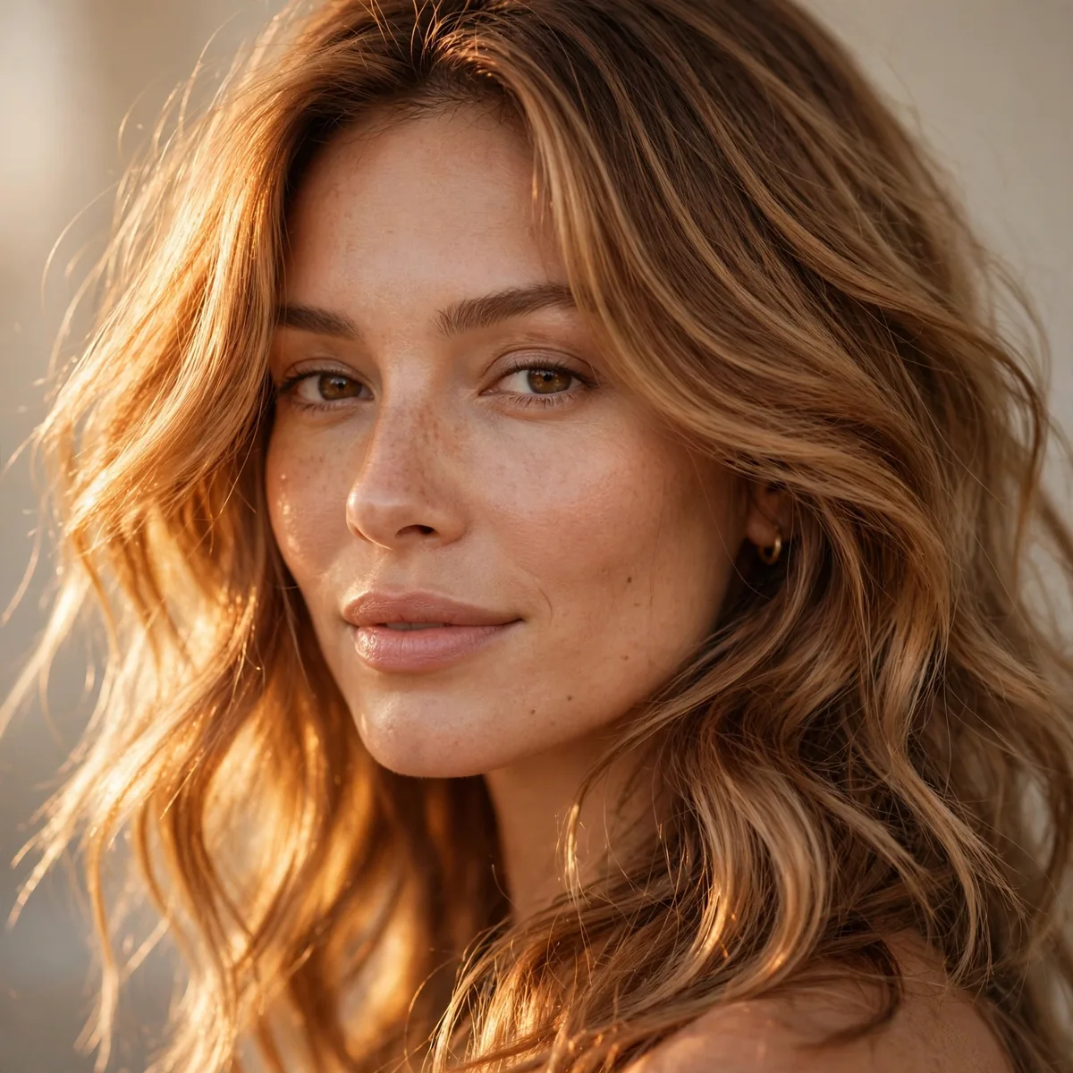 Warm glowing bronde hair color