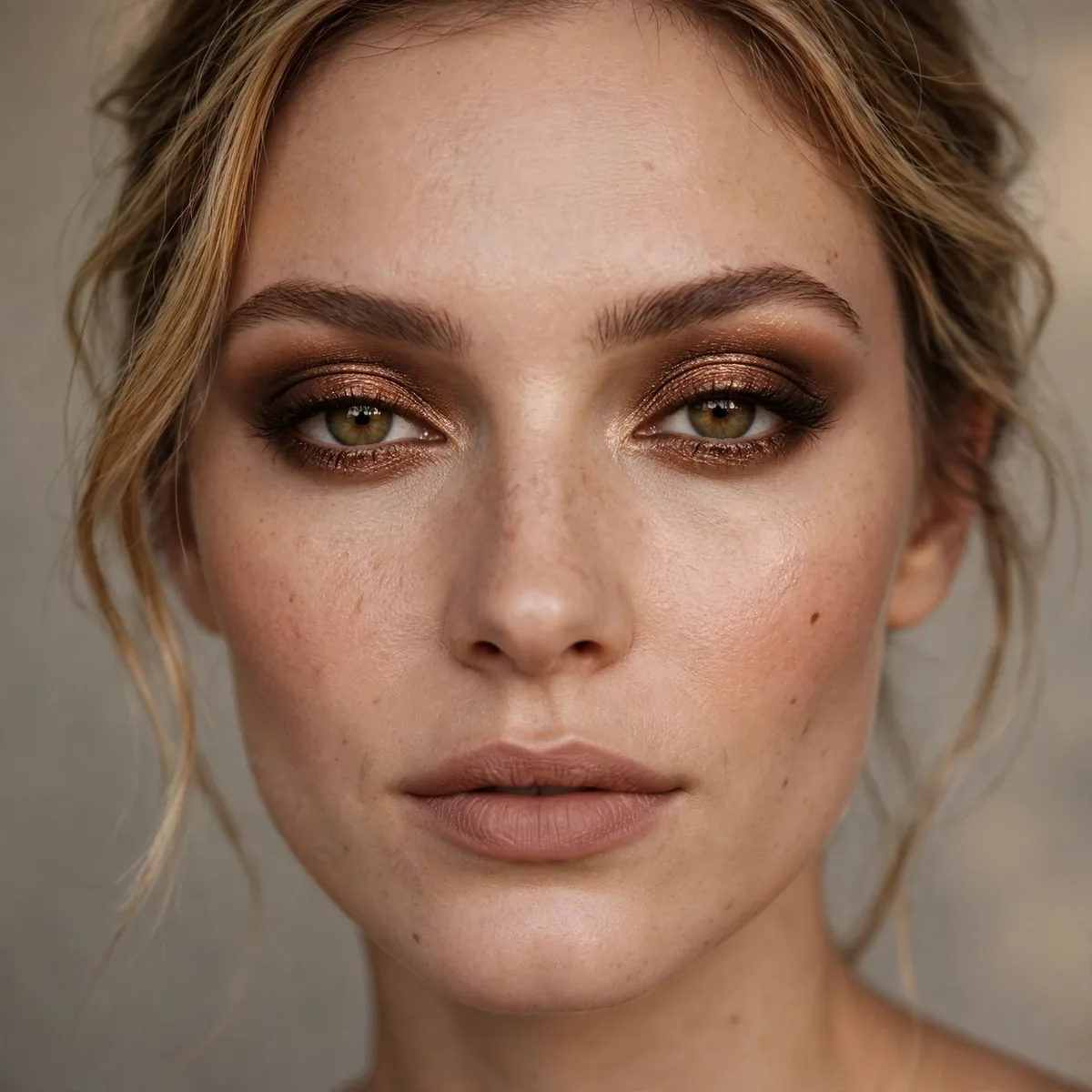 Smoked bronze eyeshadow evening look