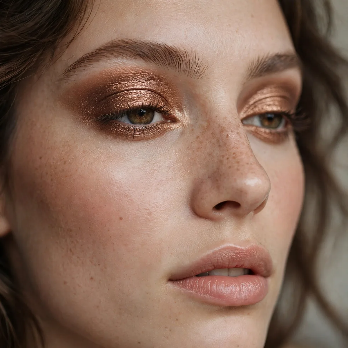 Metallic bronze foiled eyeshadow