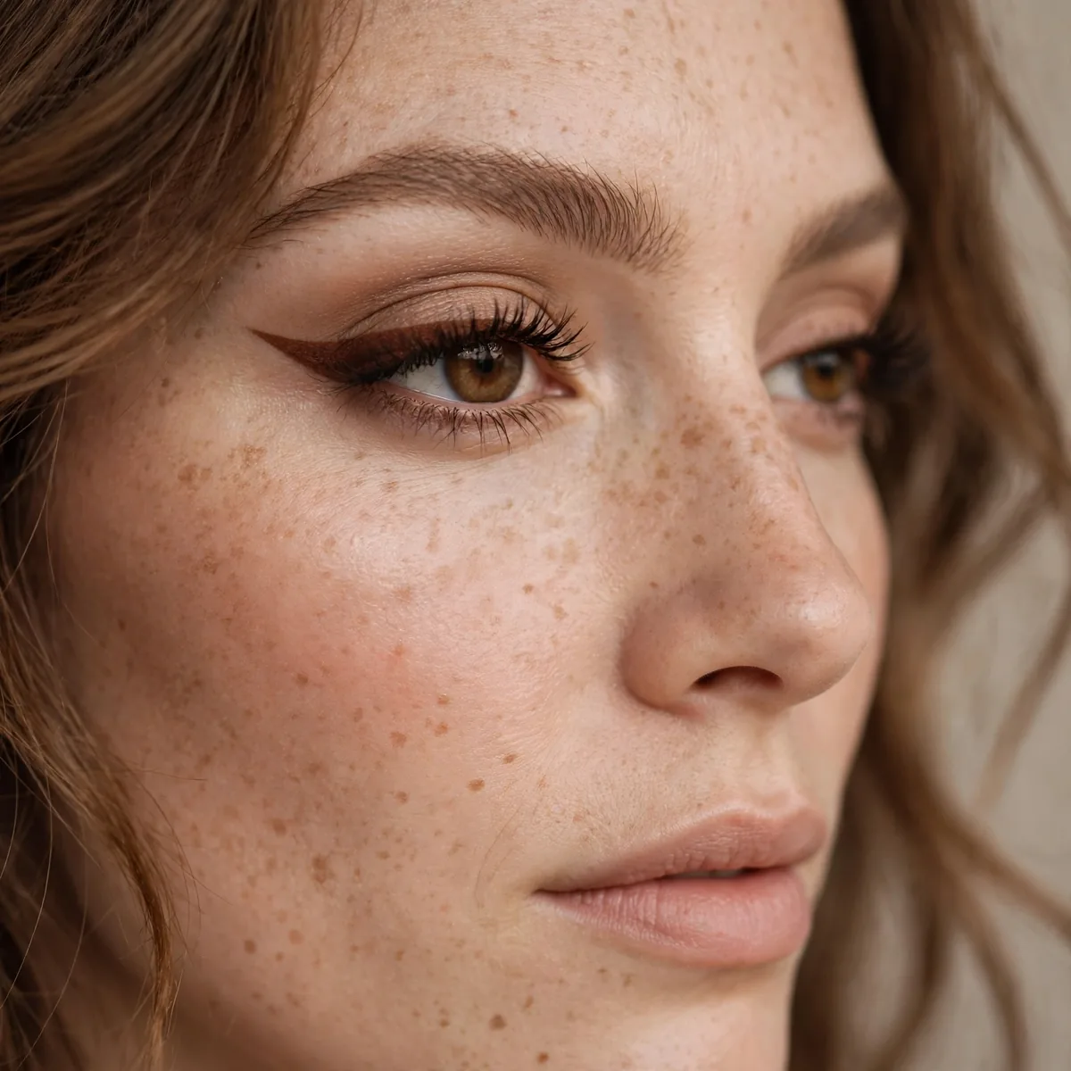 Classic brown winged eyeliner