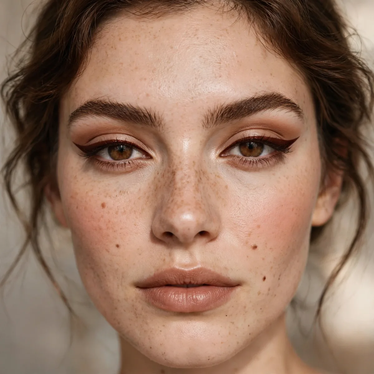 Mahogany brown winged eyeliner