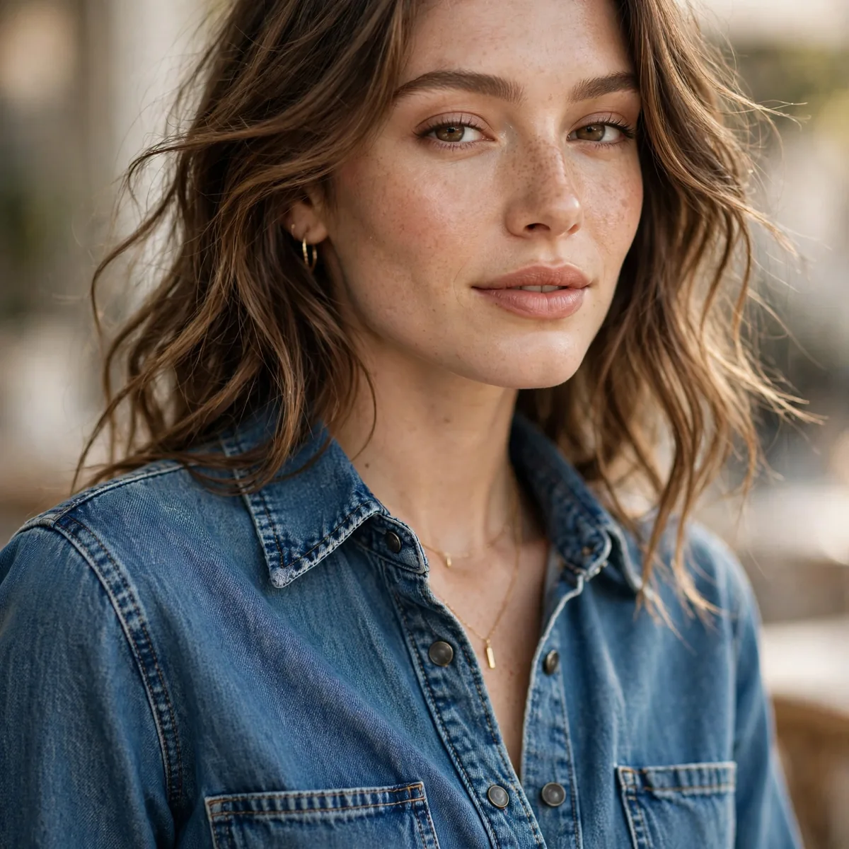 Denim shirt dress brunch outfit