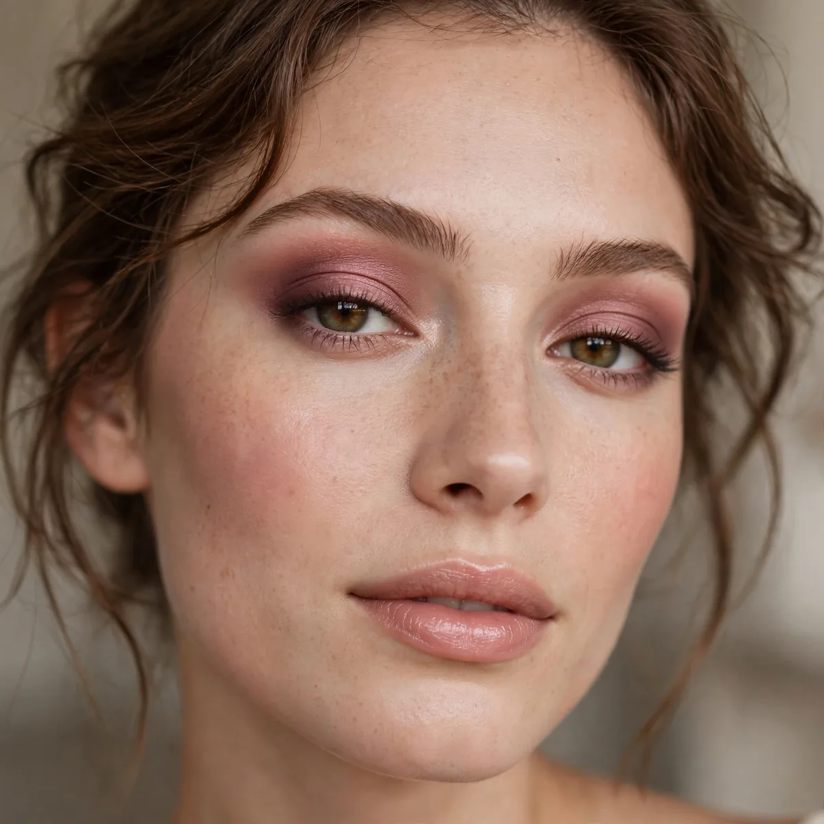 Soft wine-toned eyeshadow wash
