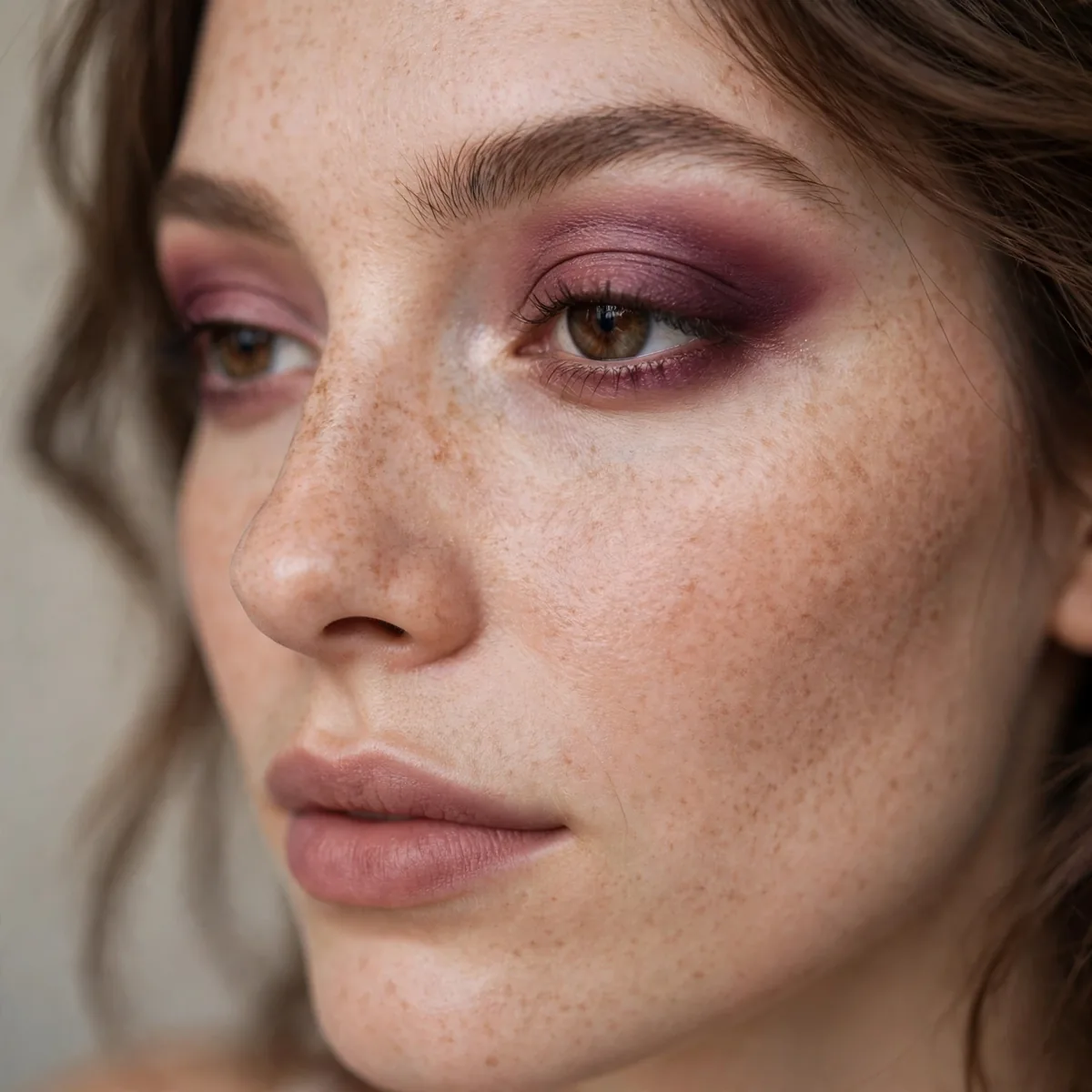 Mauve burgundy blended eyeshadow
