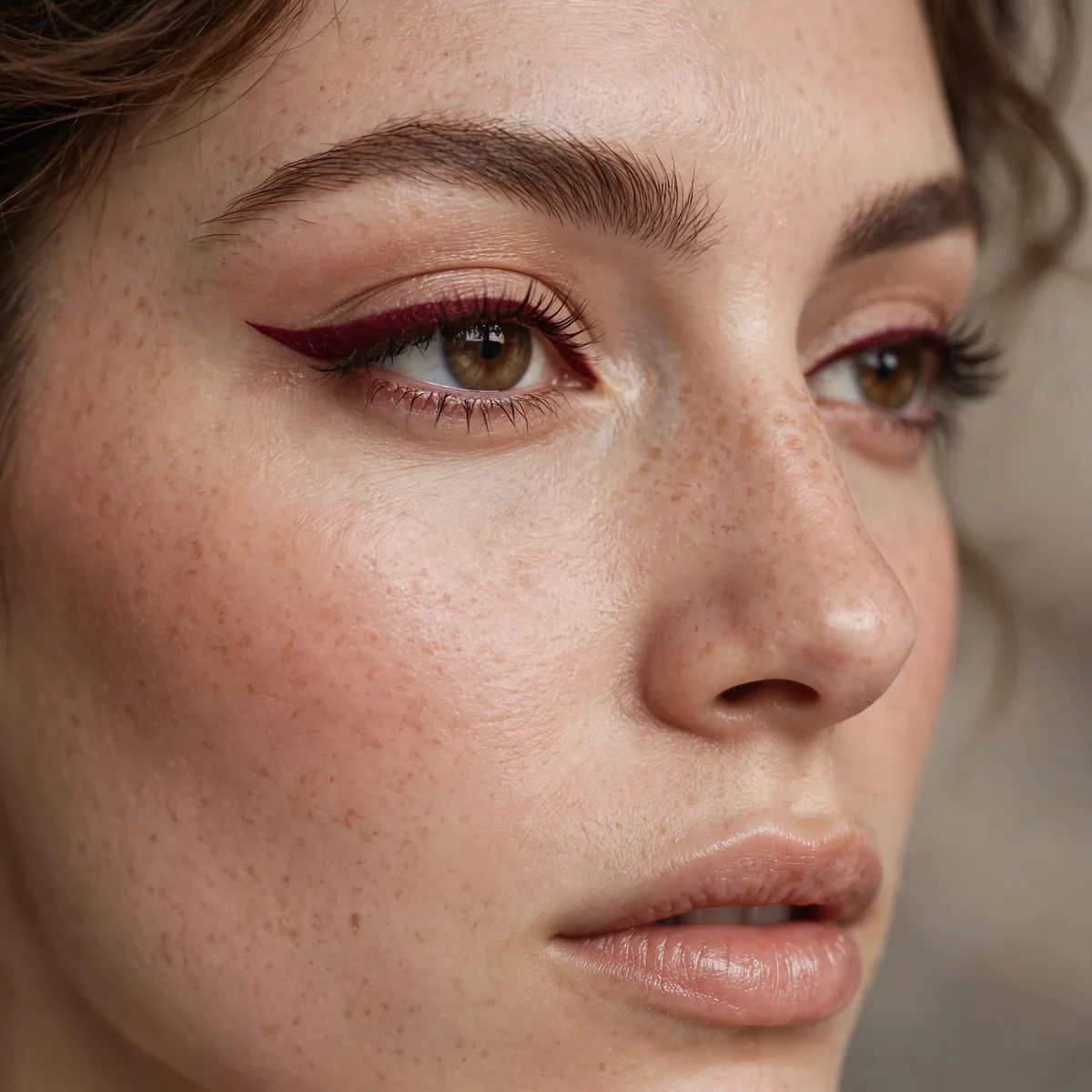 Burgundy tightlined eyeliner look