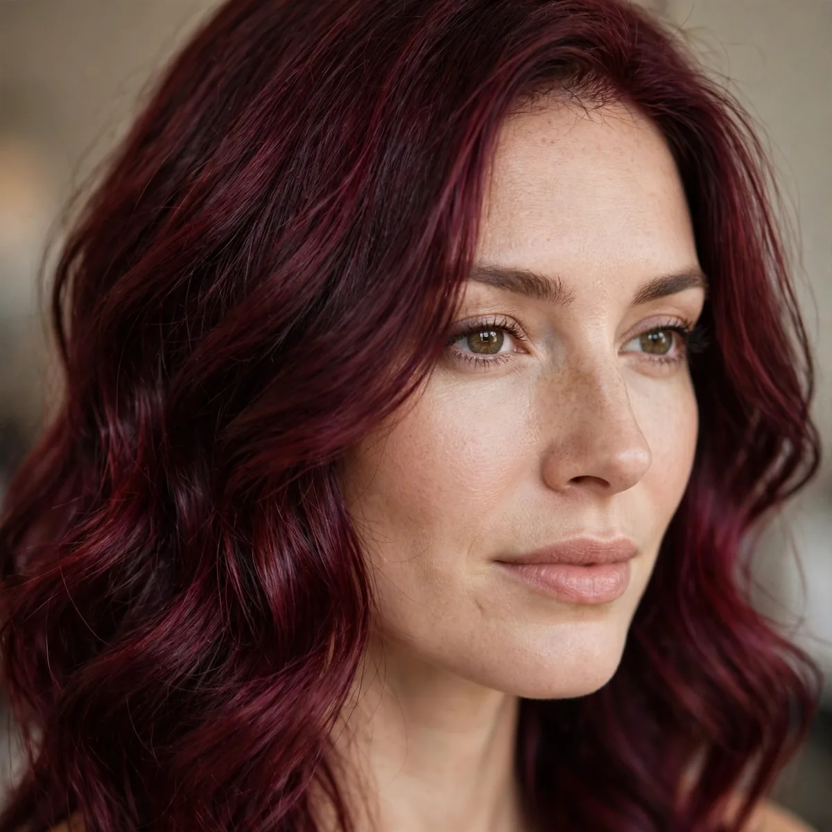 Merlot red burgundy hair color