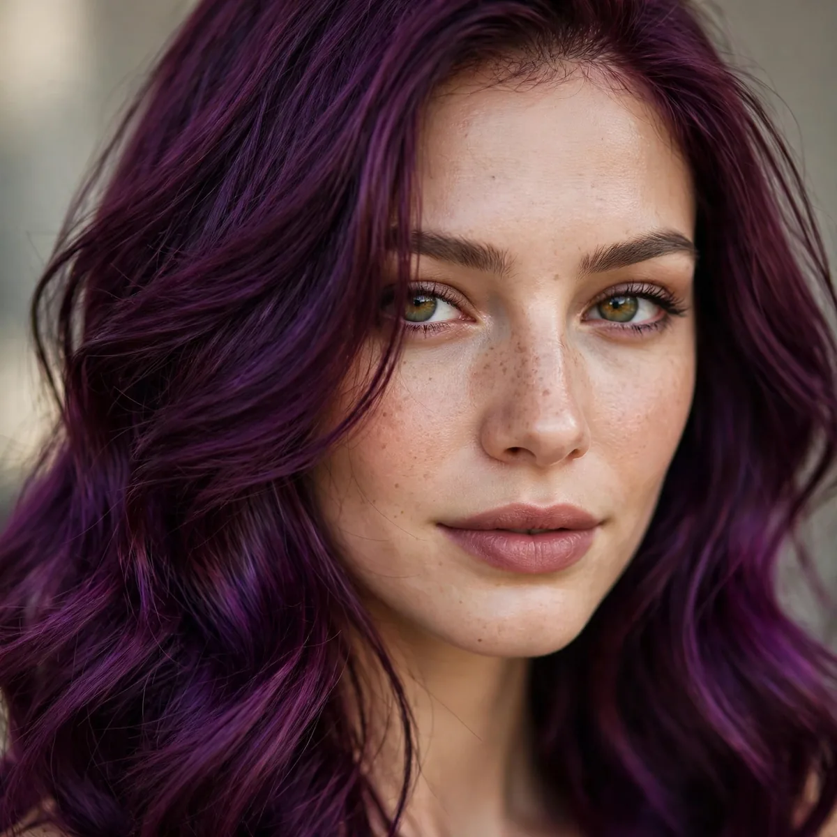 Violet toned burgundy hair color