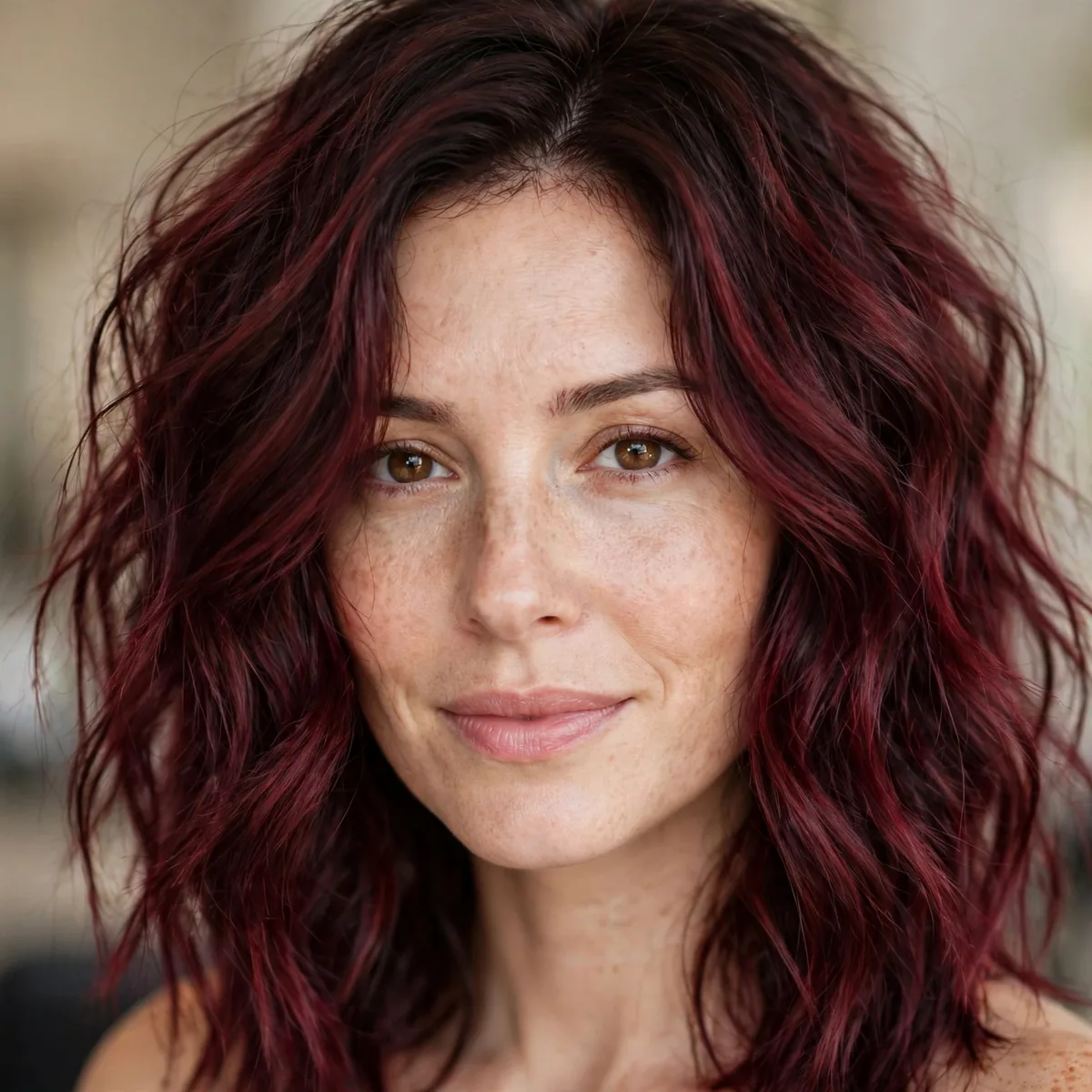Lived-in burgundy hair color