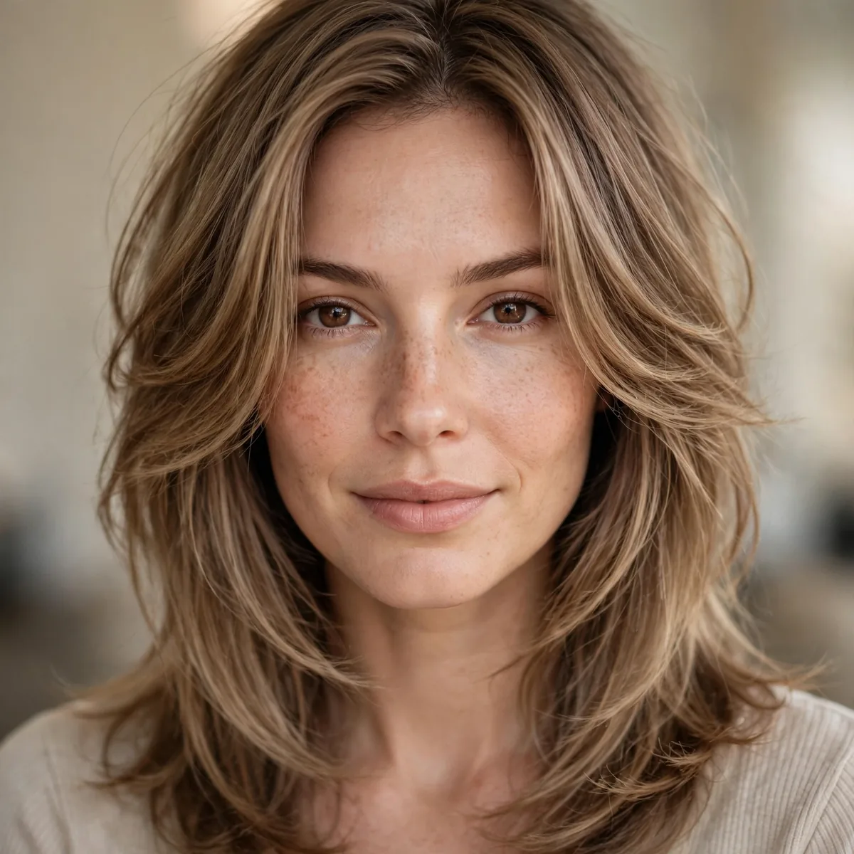 Subtle butterfly haircut with soft barely-there layers