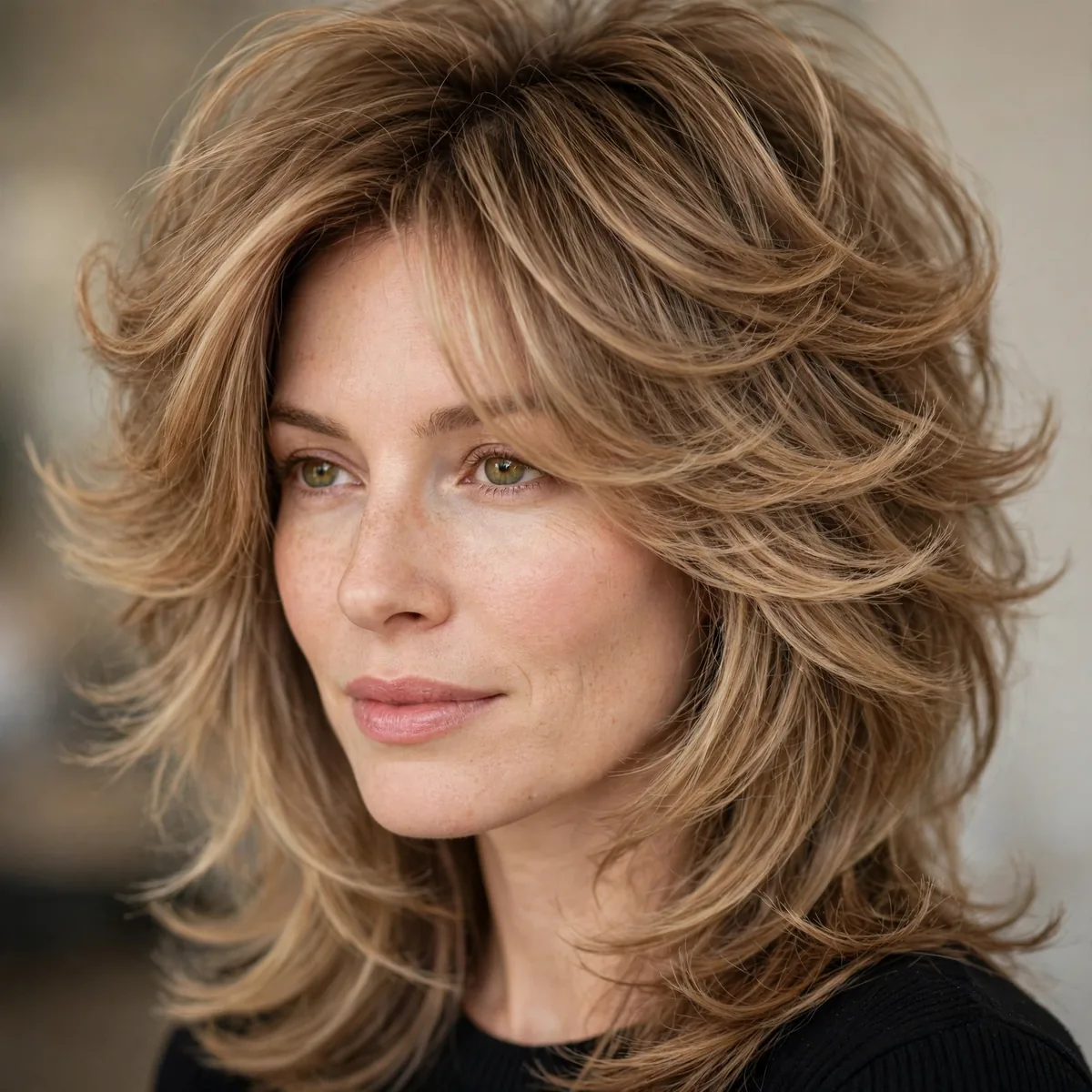 Butterfly haircut adding body to fine hair