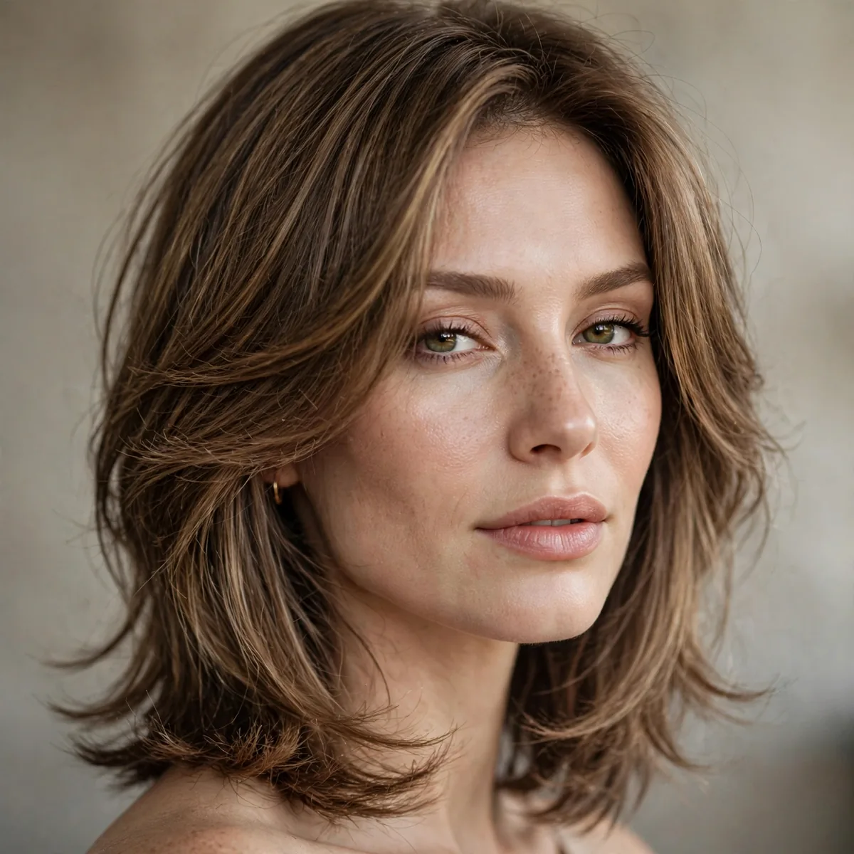 Butterfly haircut with wispy feathered ends