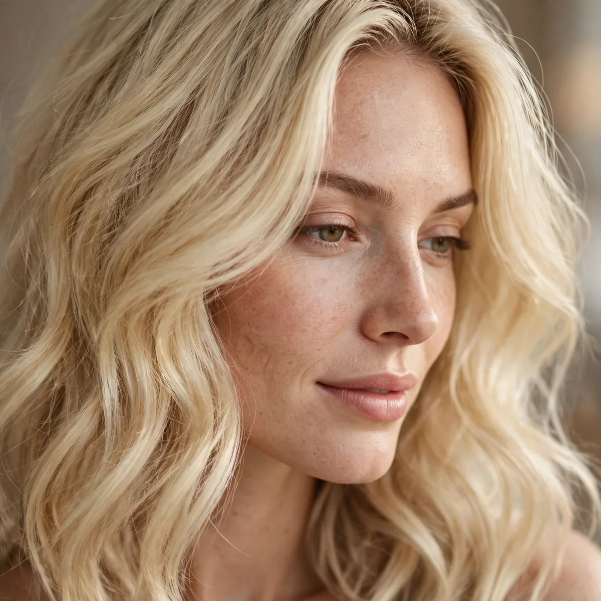 Creamy butter blonde hair