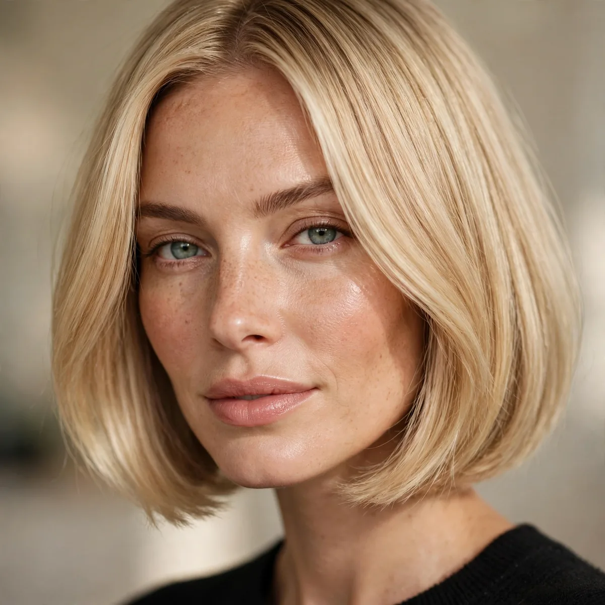 Buttery blonde bob haircut