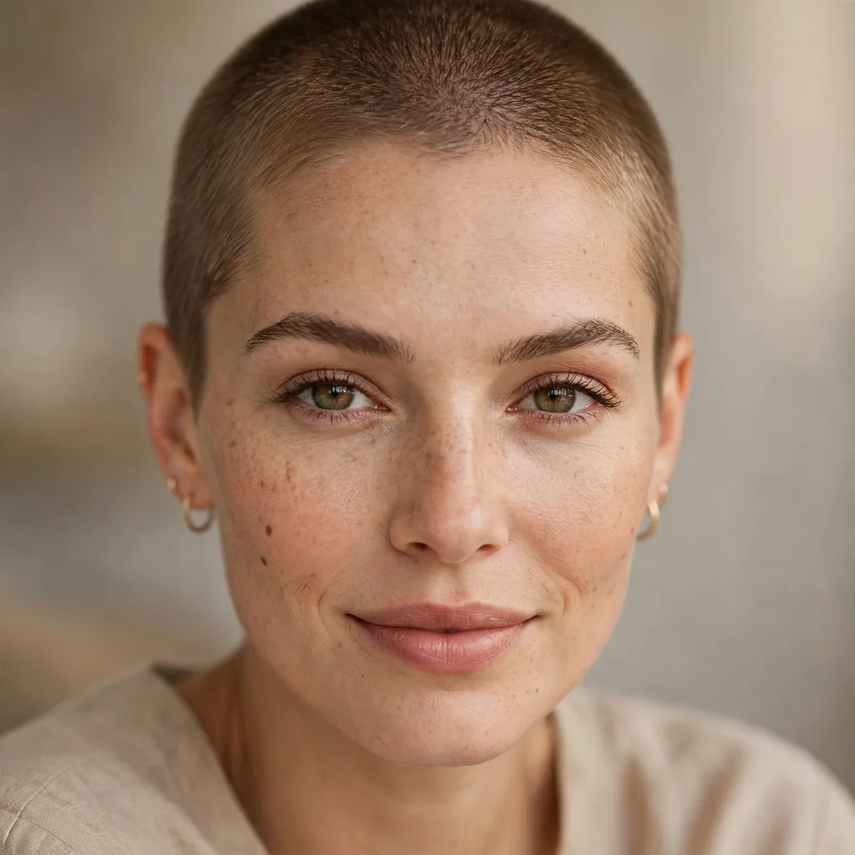 Classic uniform buzz cut on a woman