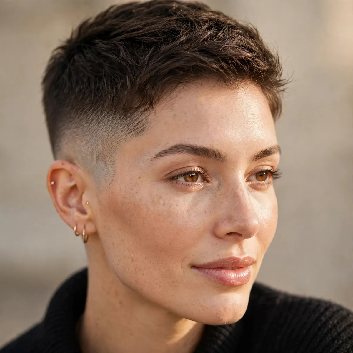 Buzz cut with faded sides