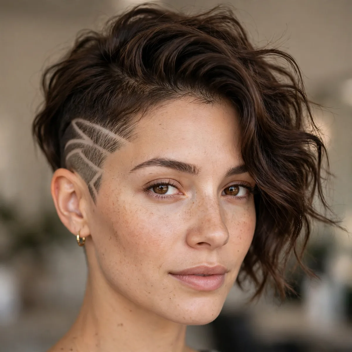 Buzz cut with shaved line designs