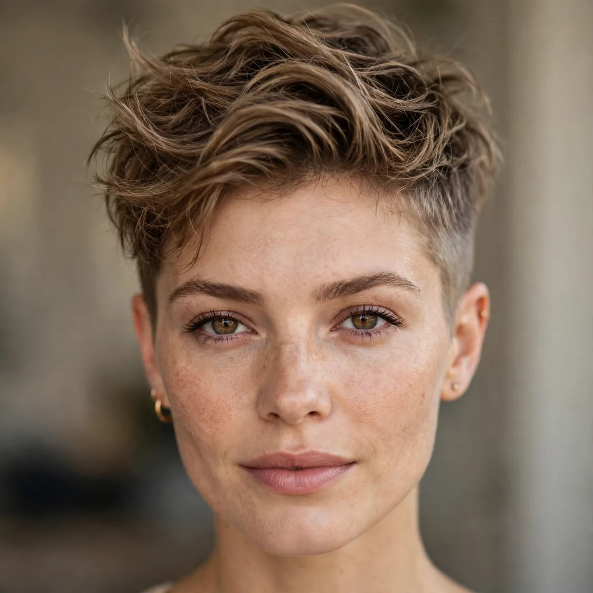 Buzz cut with longer textured top