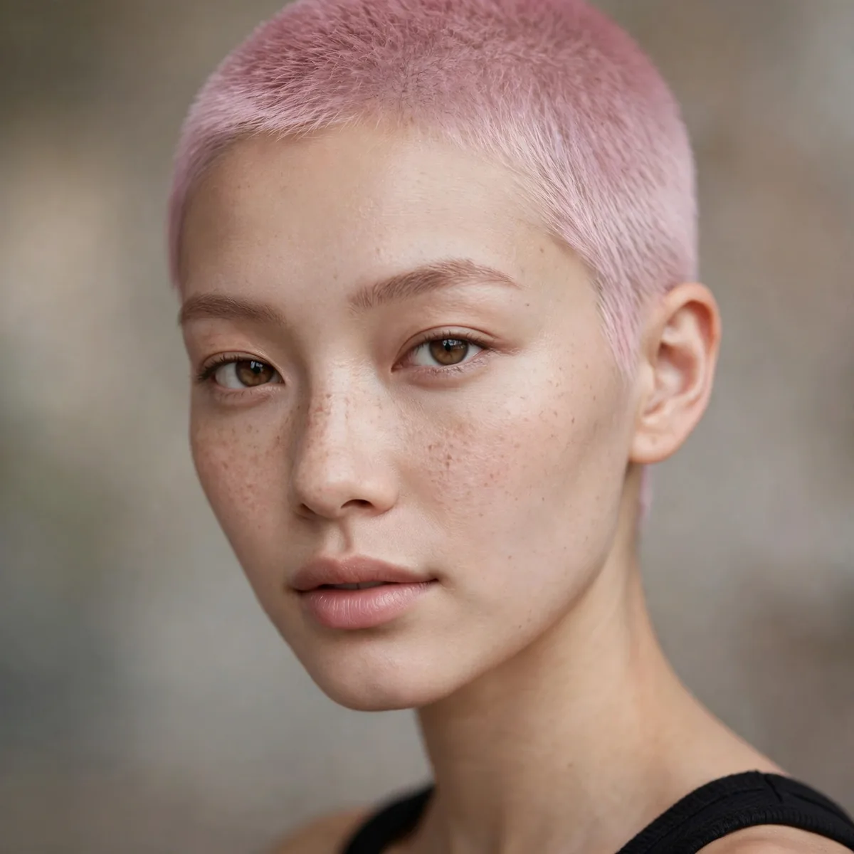 Pastel pink buzz cut