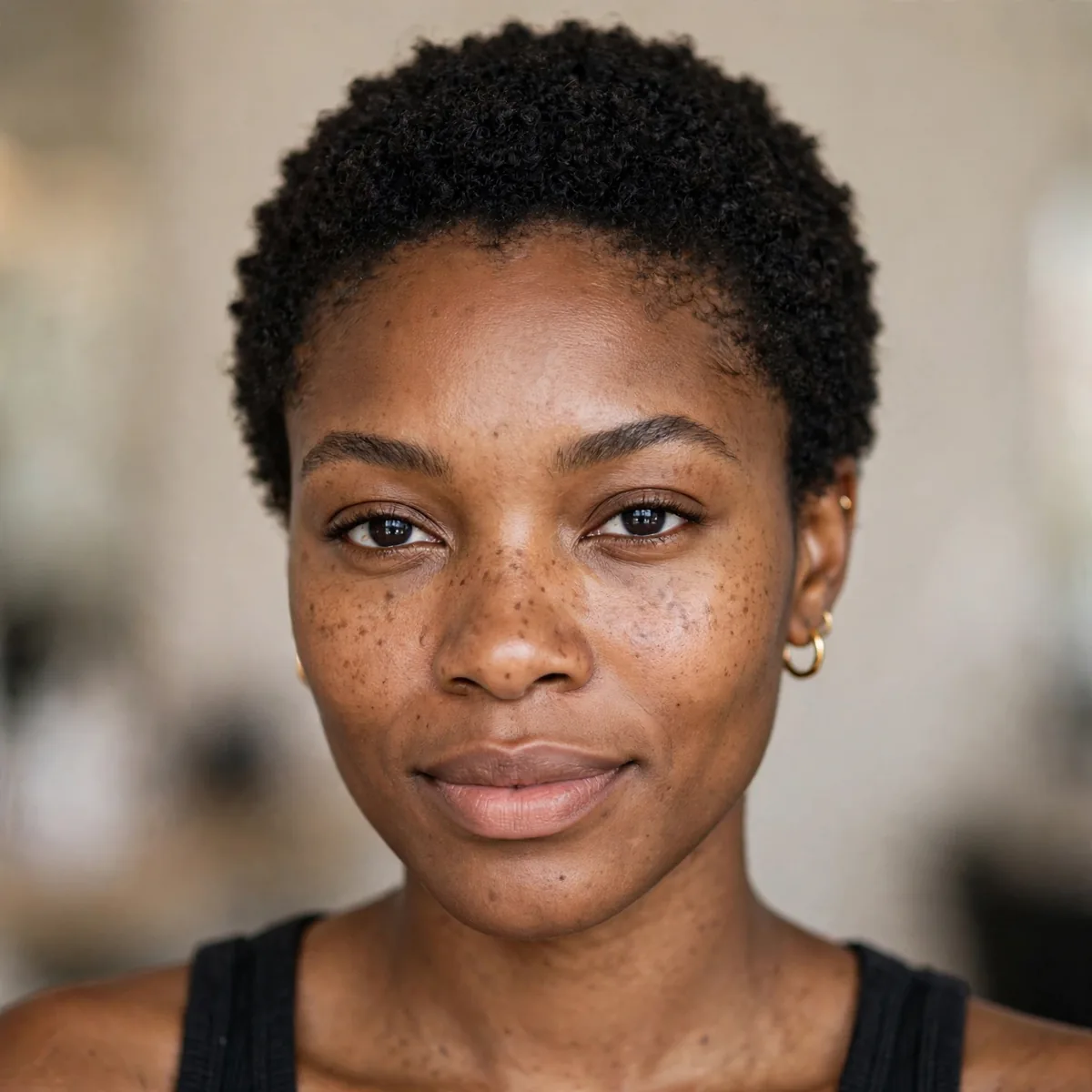 Woman after a big chop with short natural hair