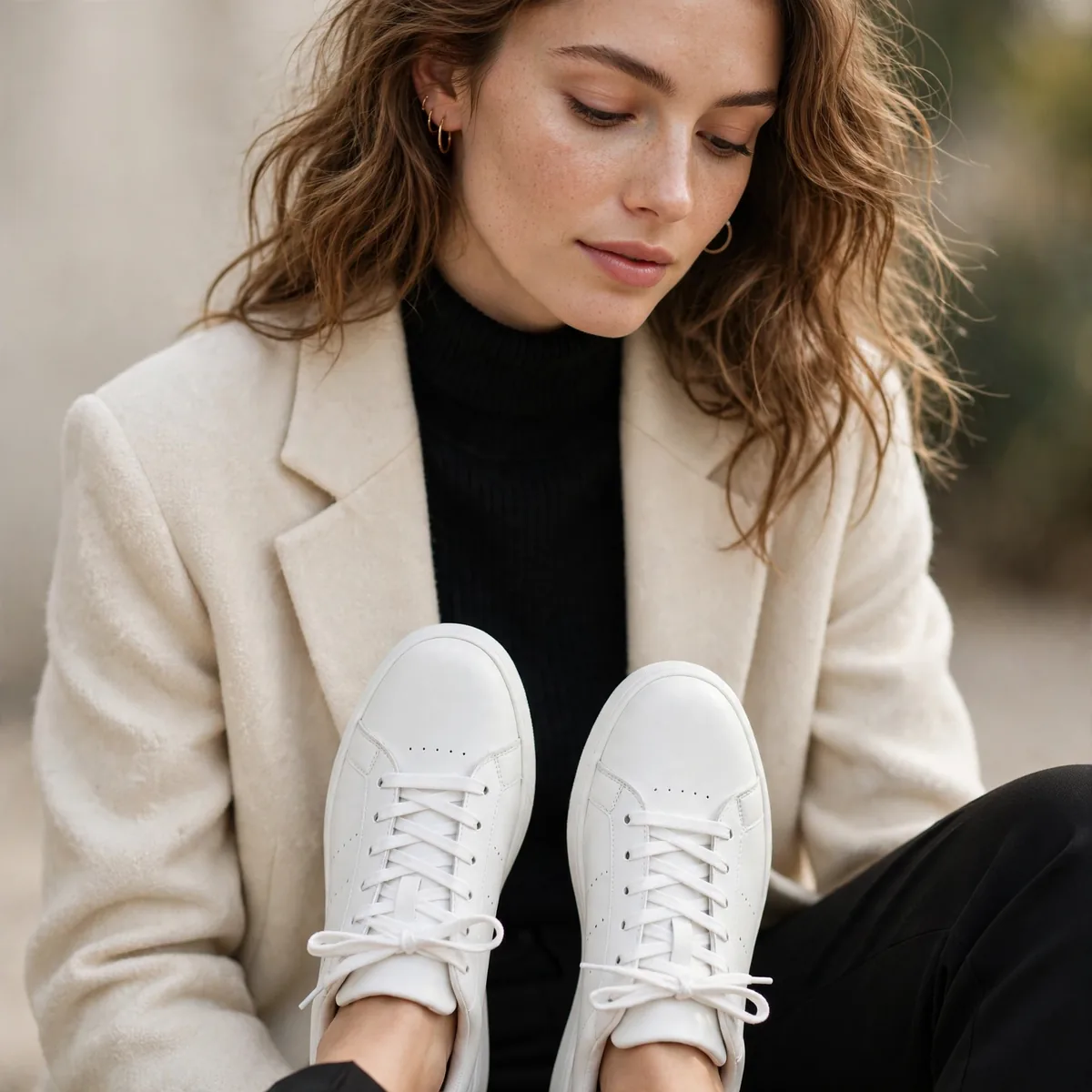 Clean white sneakers