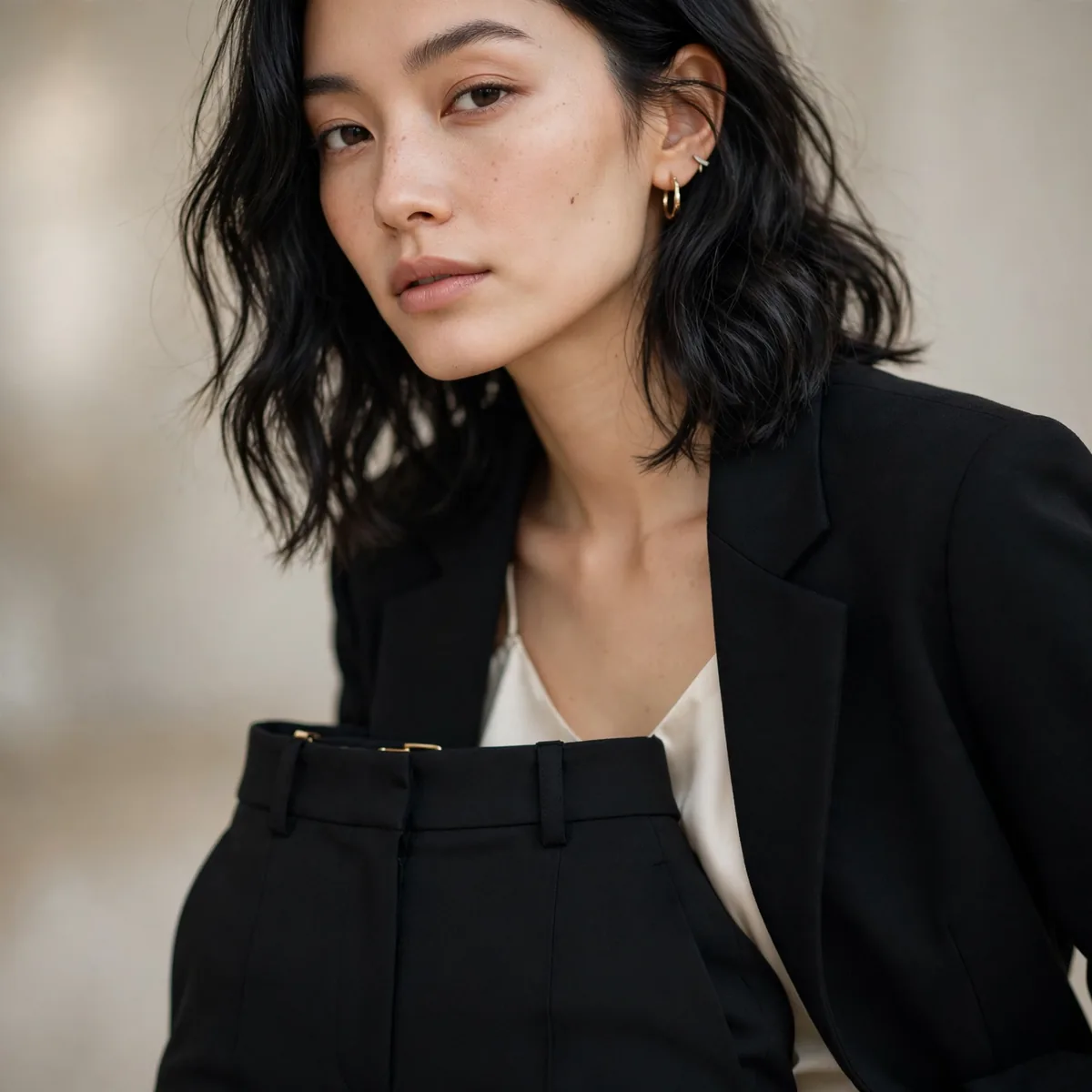 Black tailored trousers