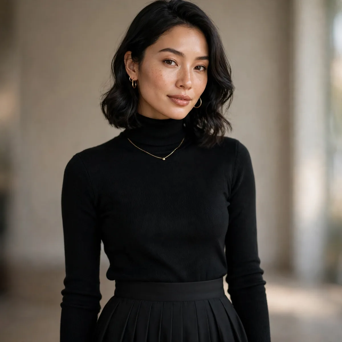 Black midi skirt