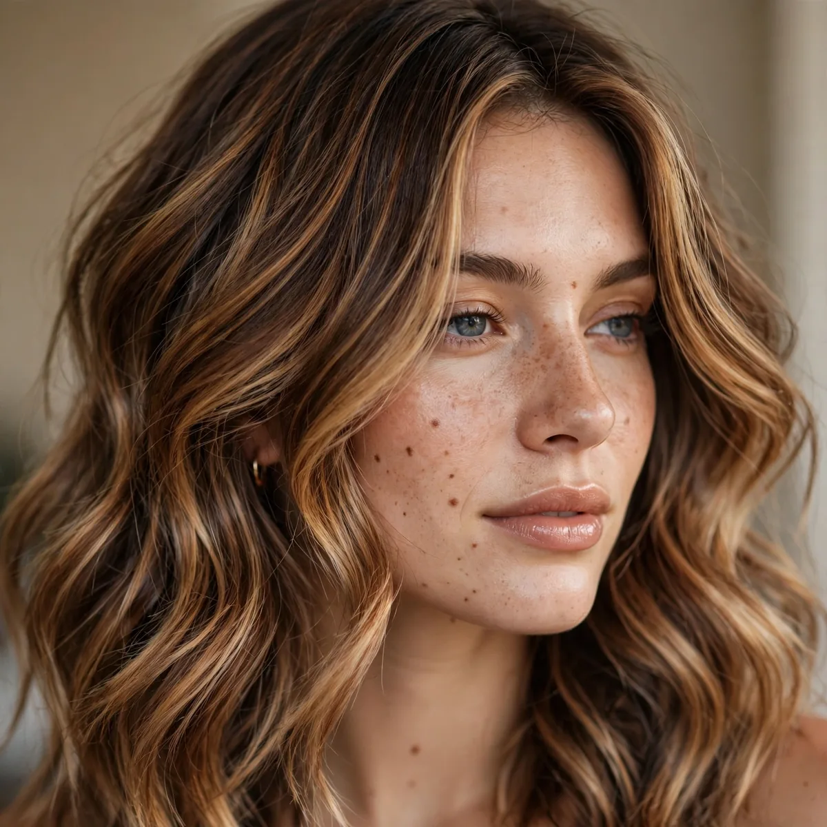 Multi-tonal dimensional caramel balayage