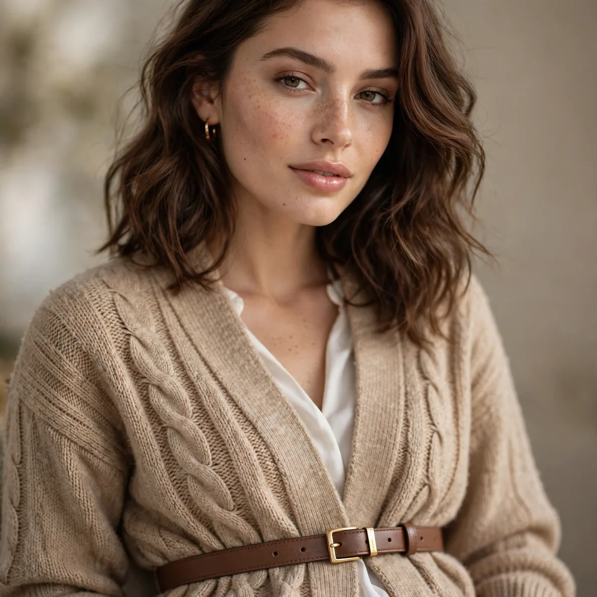 Cardigan belted at waist