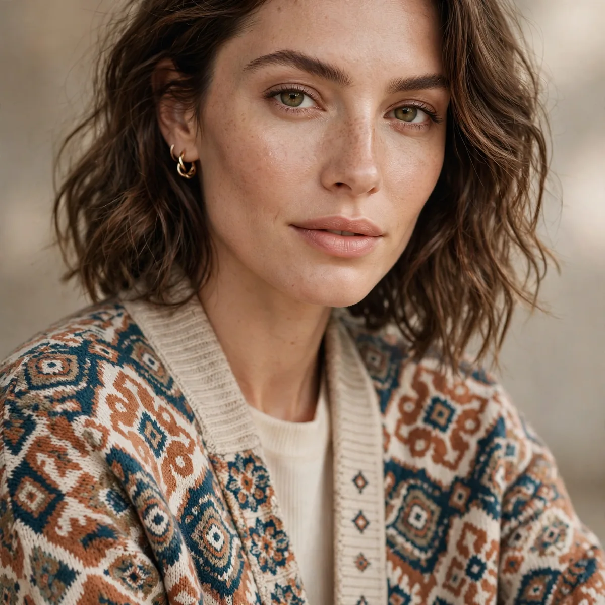Patterned cardigan outfit