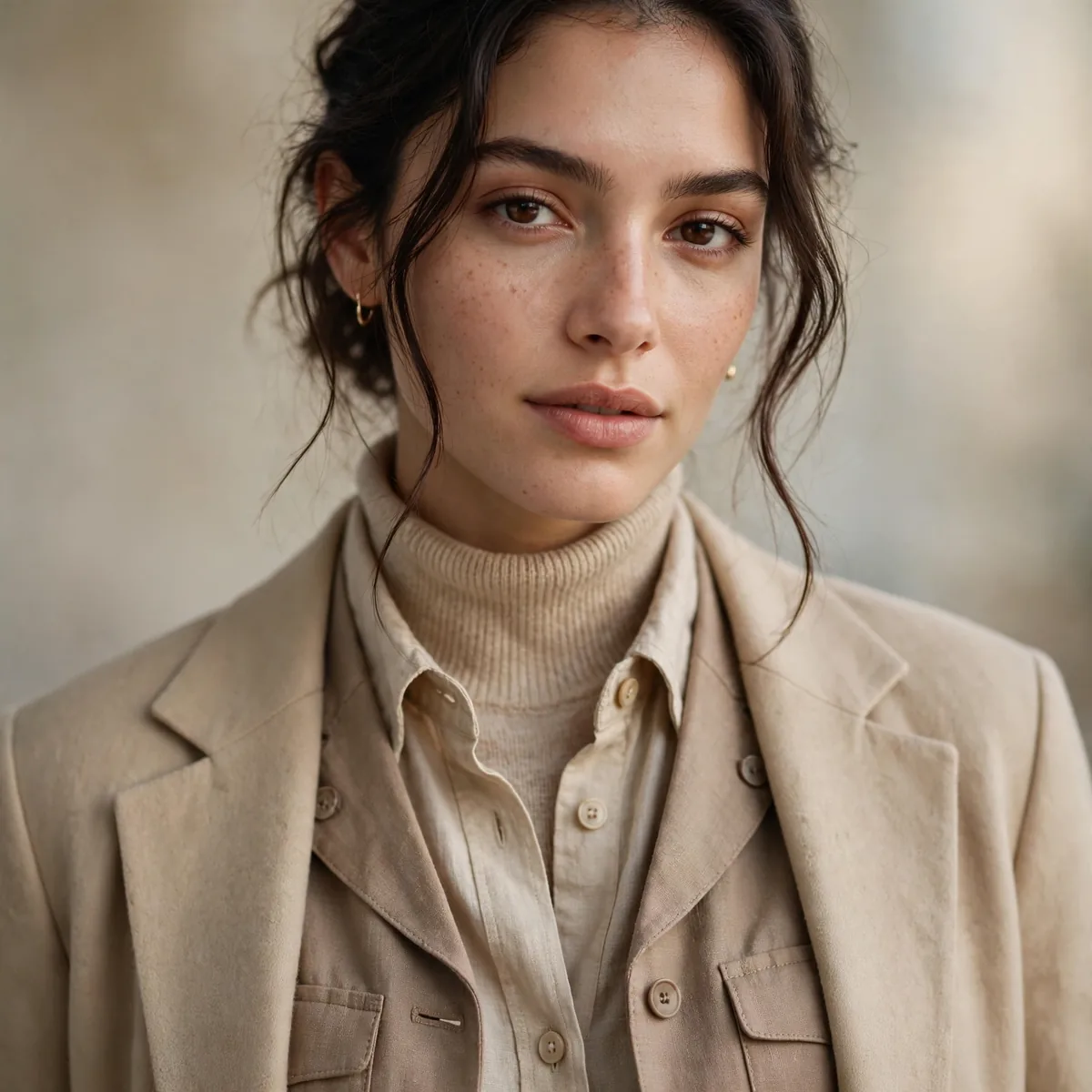 Layered neutral tone work outfit