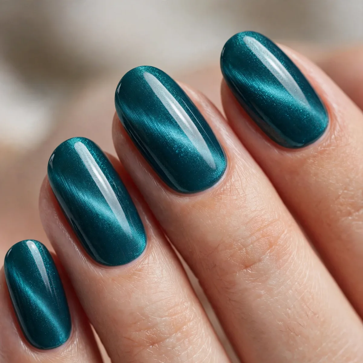 Teal cat eye magnetic polish