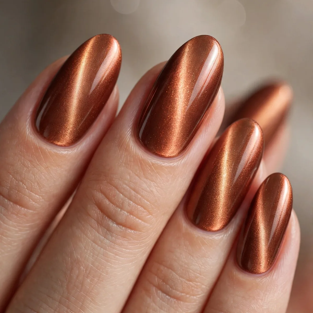 Copper magnetic cat eye nails