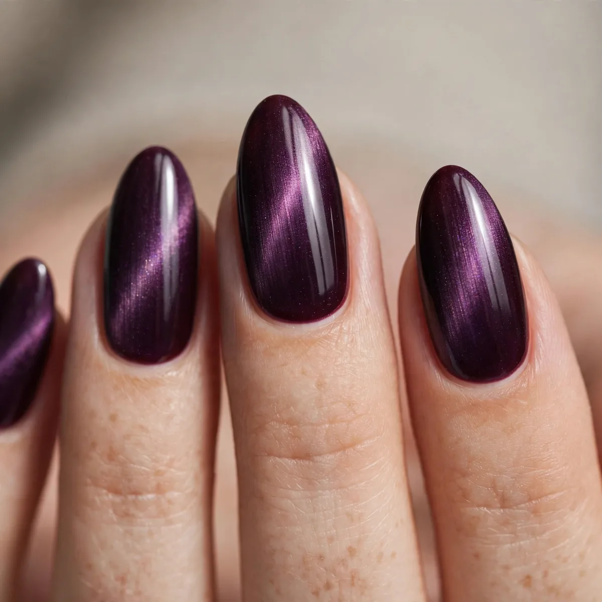 Aubergine cat eye nails