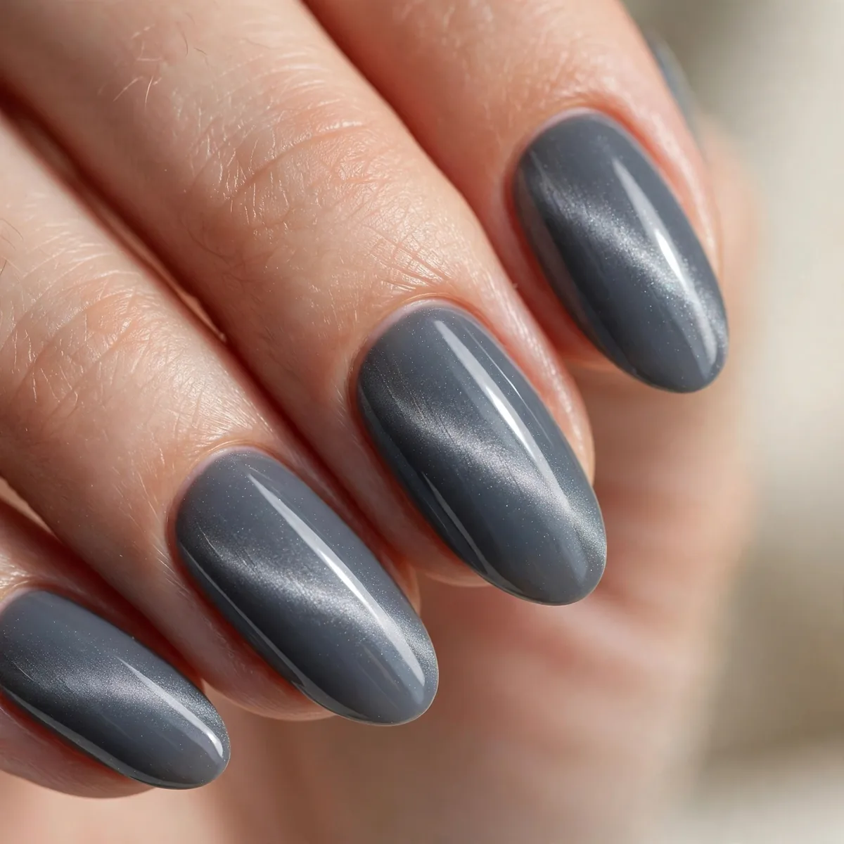 Slate gray cat eye nails