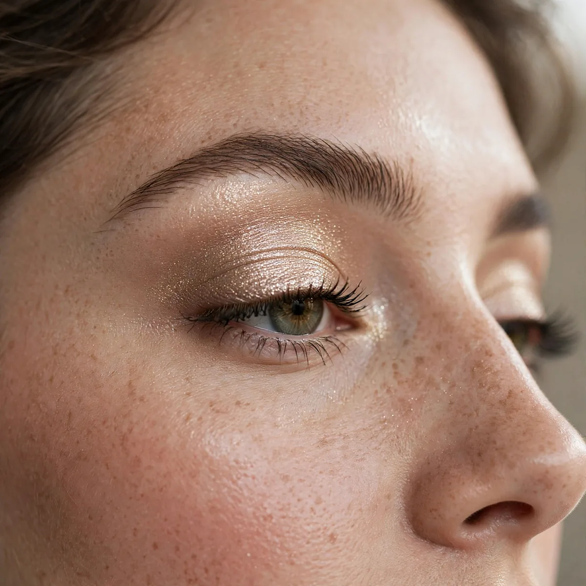 Champagne shimmer eyeshadow lid