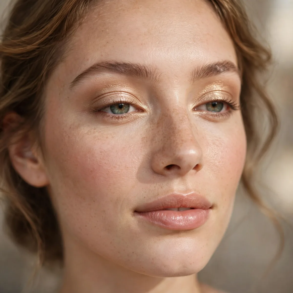 Soft champagne daytime eyeshadow