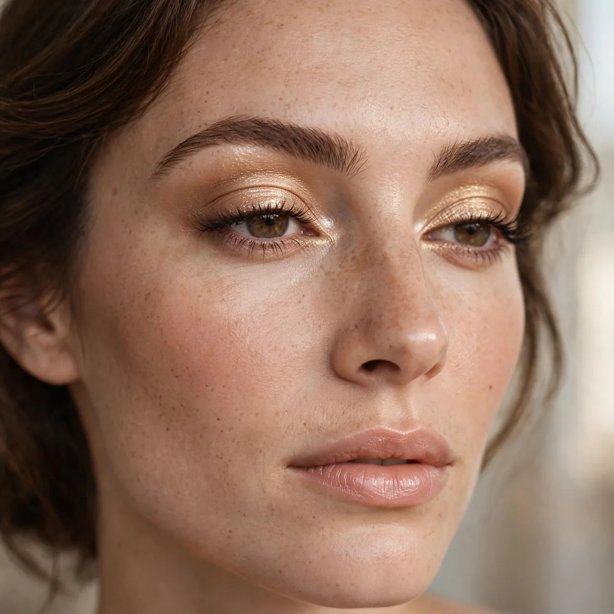 Warm champagne glowing eyeshadow