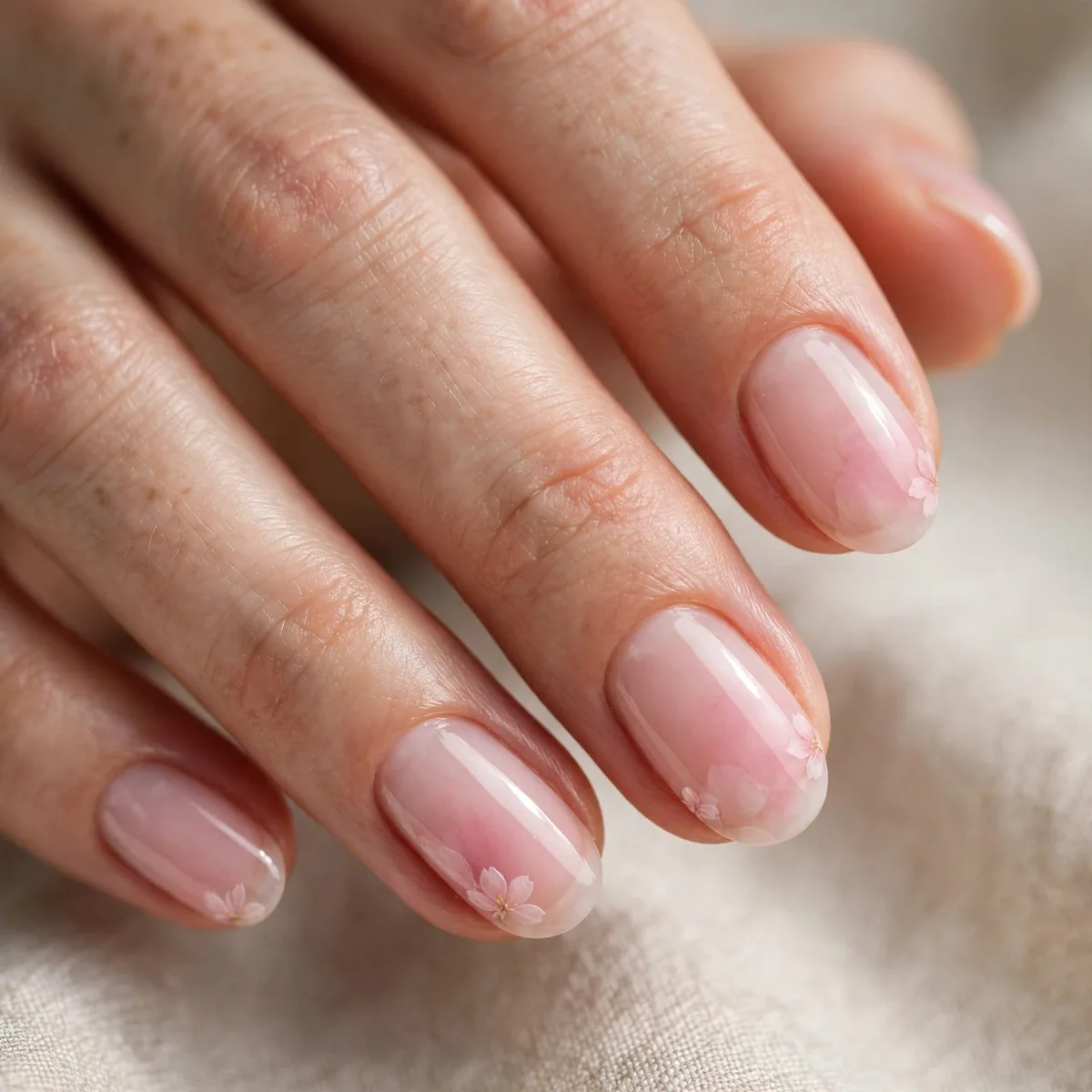 Petal pink wash blossom nails