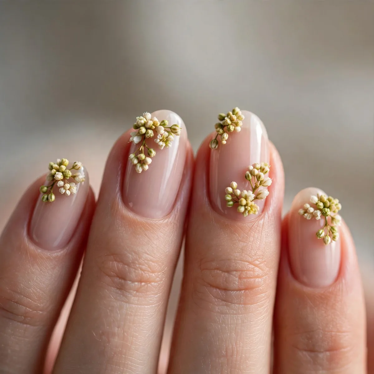 Tiny bud cluster blossom nails