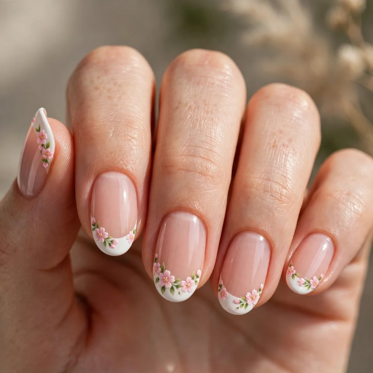 Blossom french tip spring nails