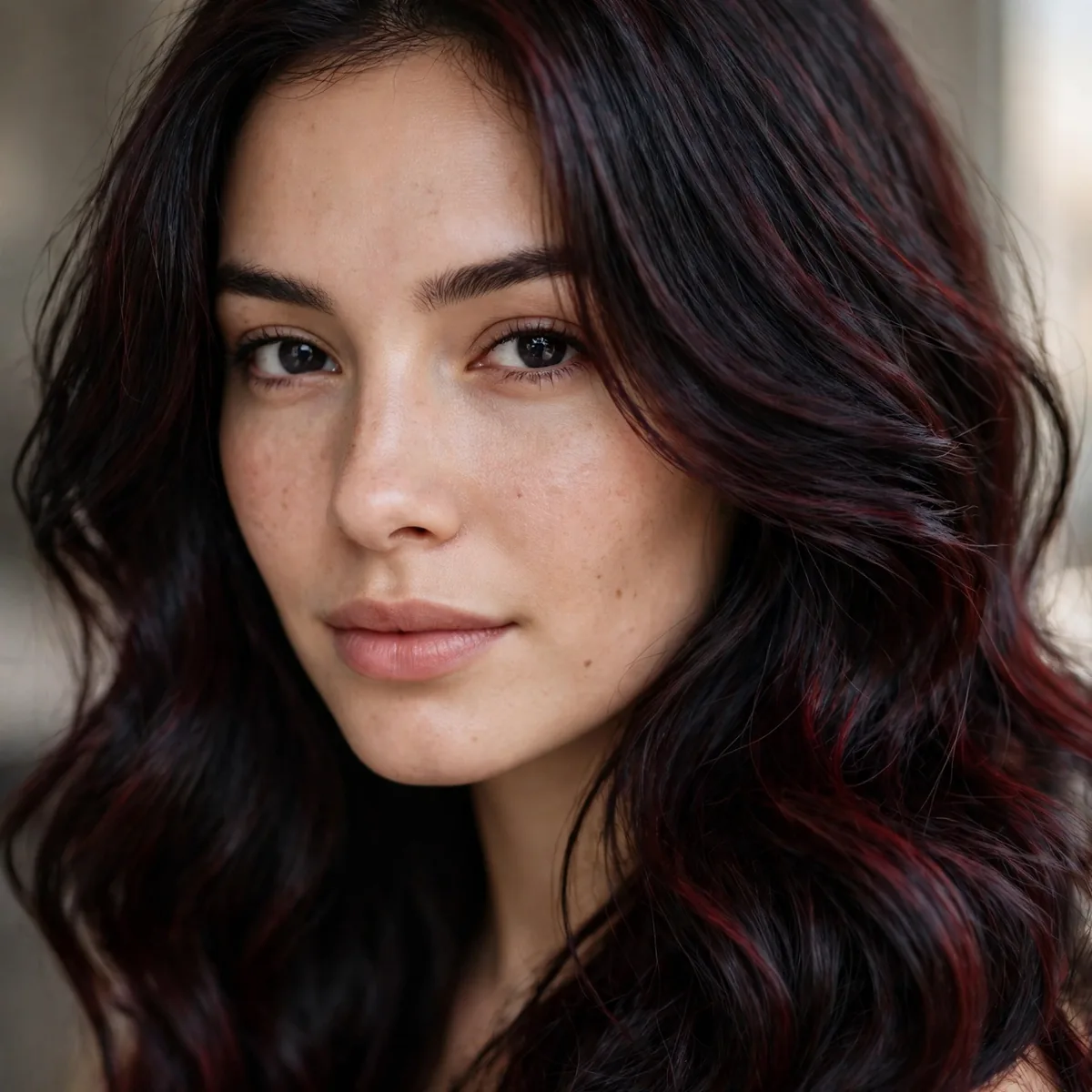 Black cherry near-black red hair
