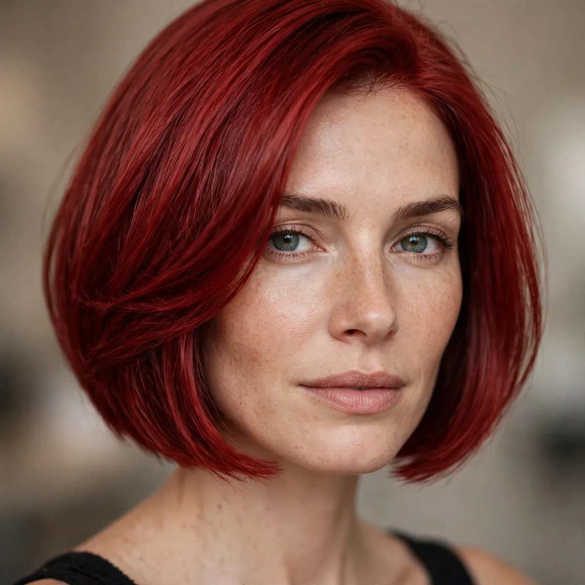 Cherry red bob haircut