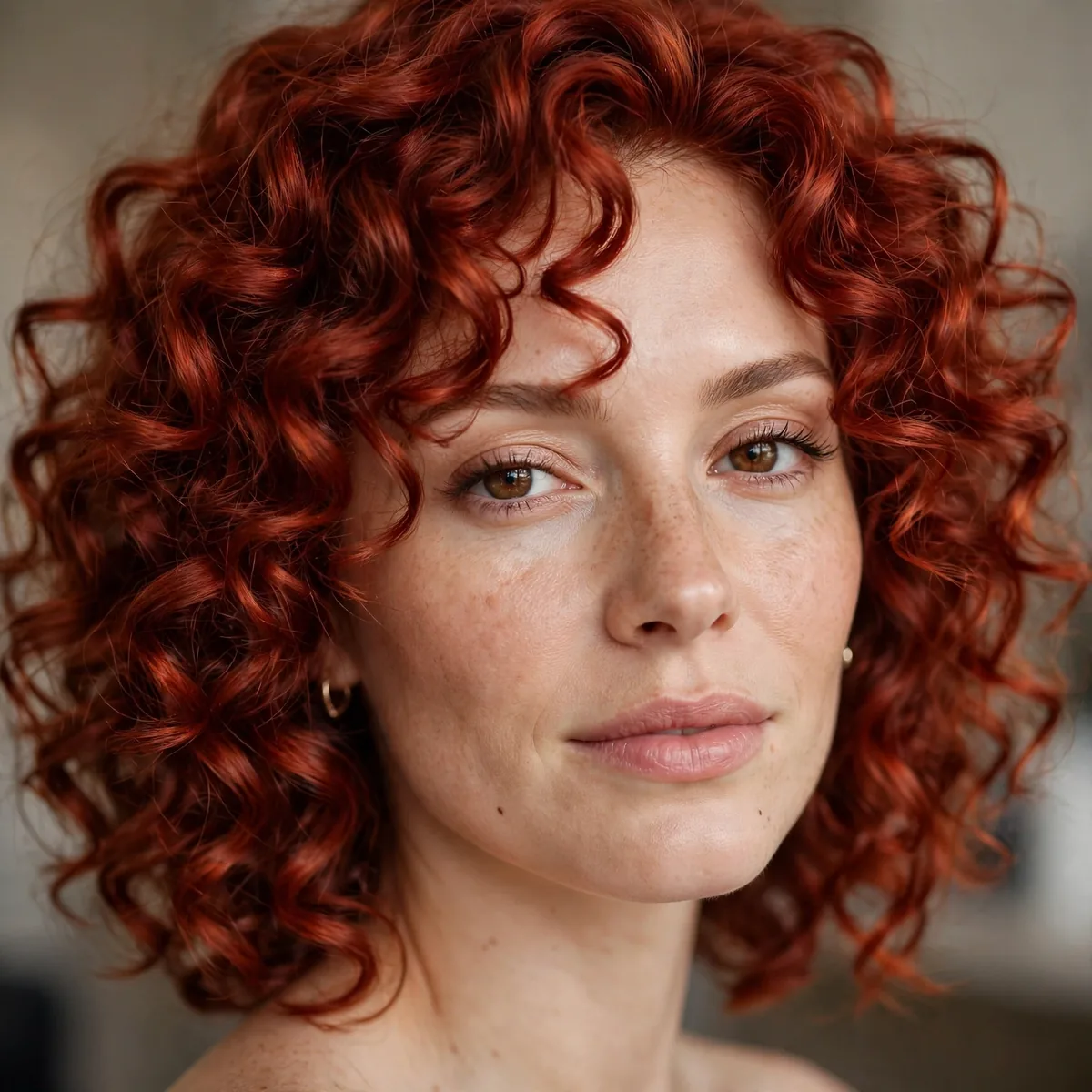 Cherry red curly hair