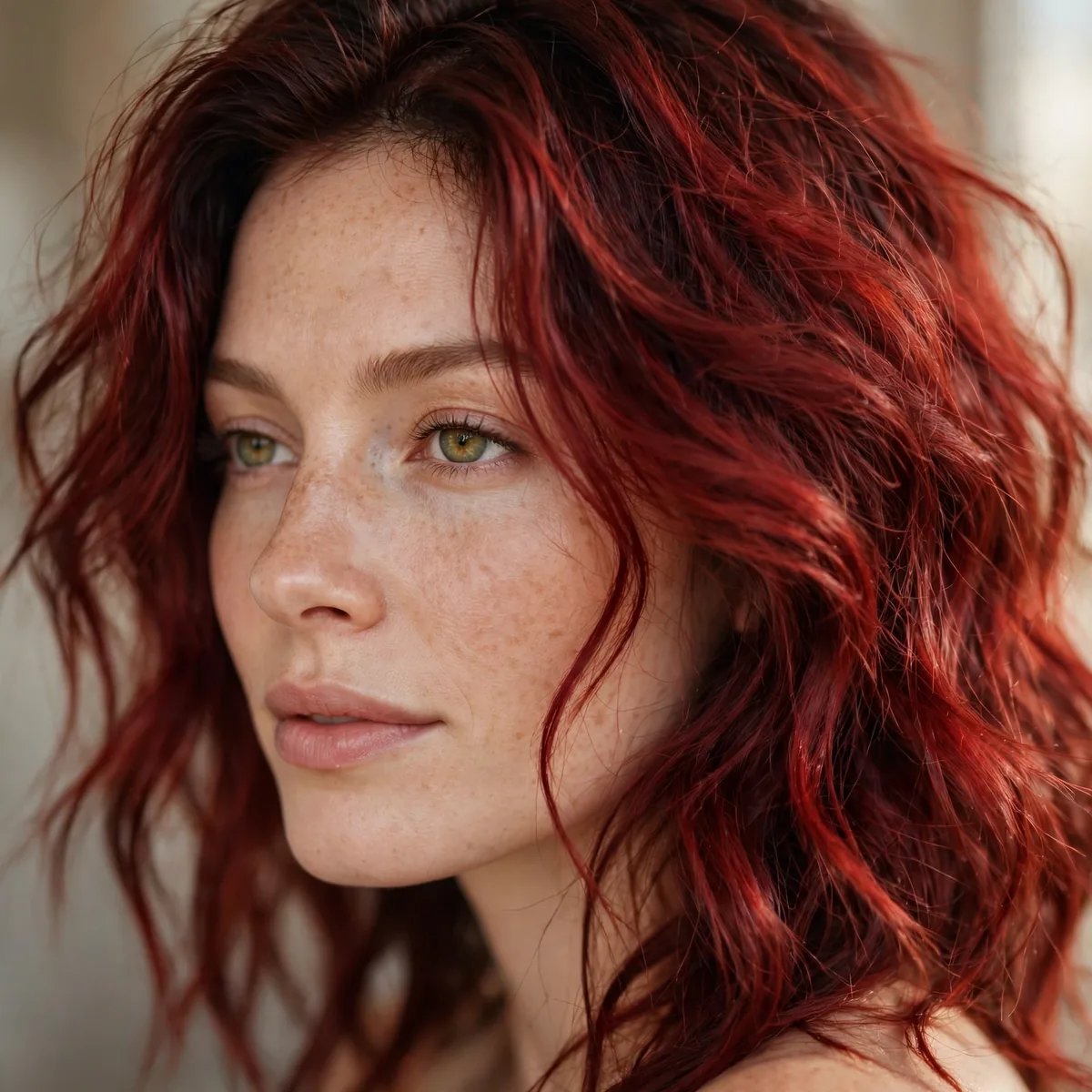 Lived-in cherry red hair color