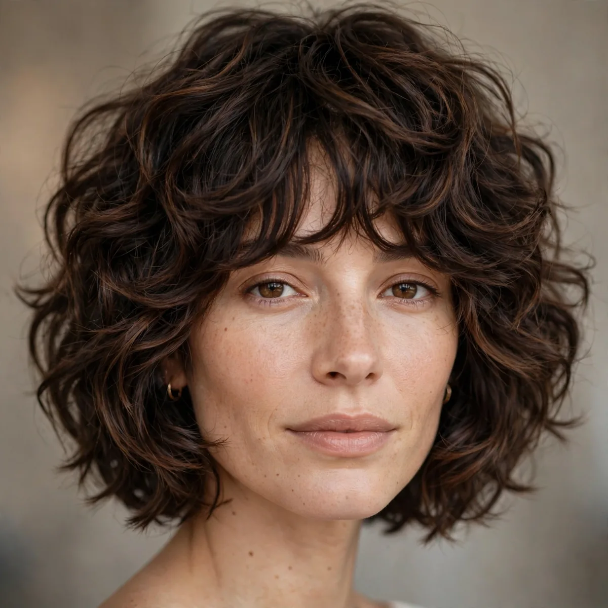 Heavily layered choppy bob for thick wavy hair