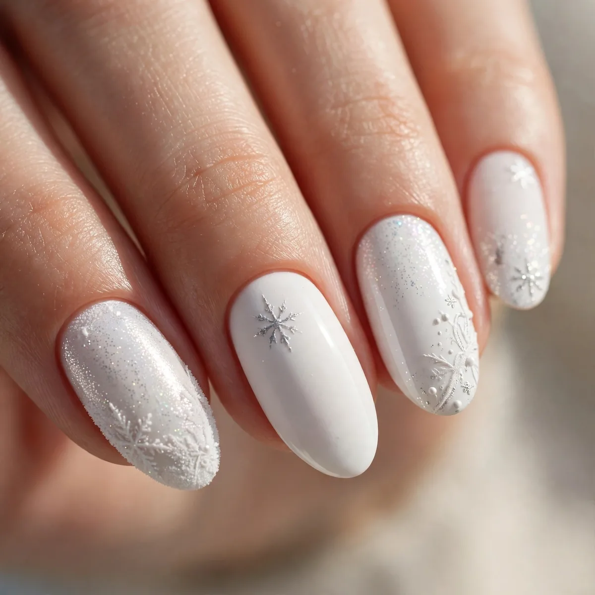 Winter white christmas nails