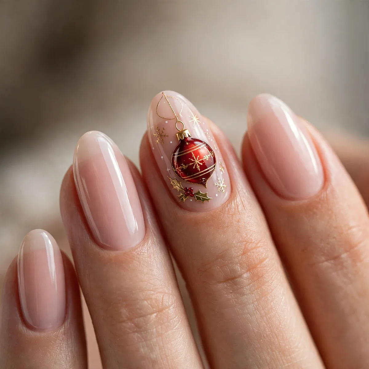 Christmas ornament nail art accent