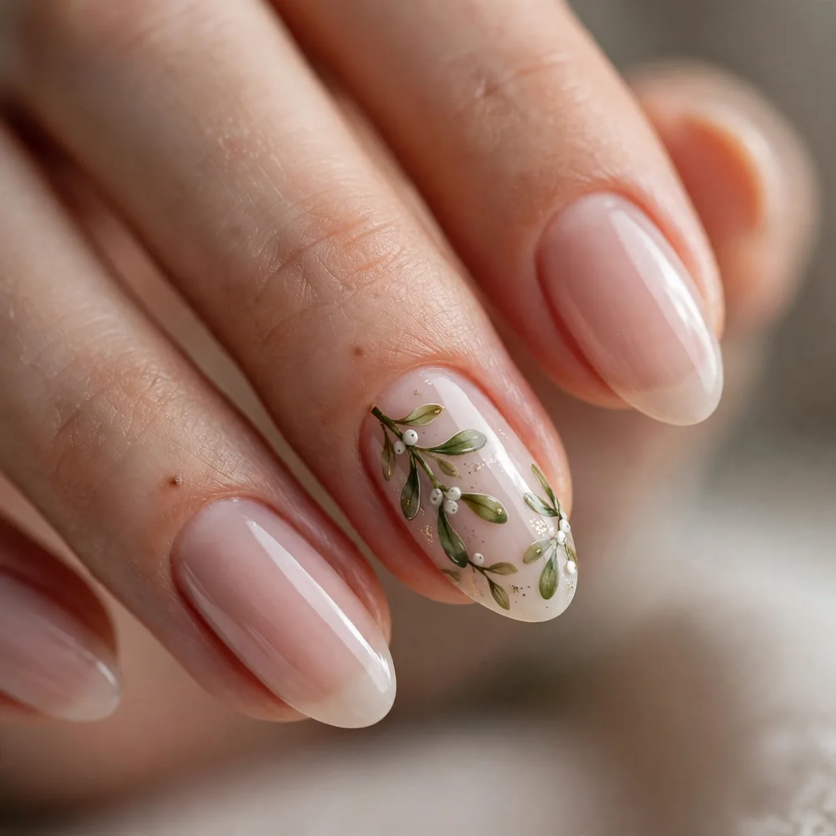 Mistletoe nail art christmas