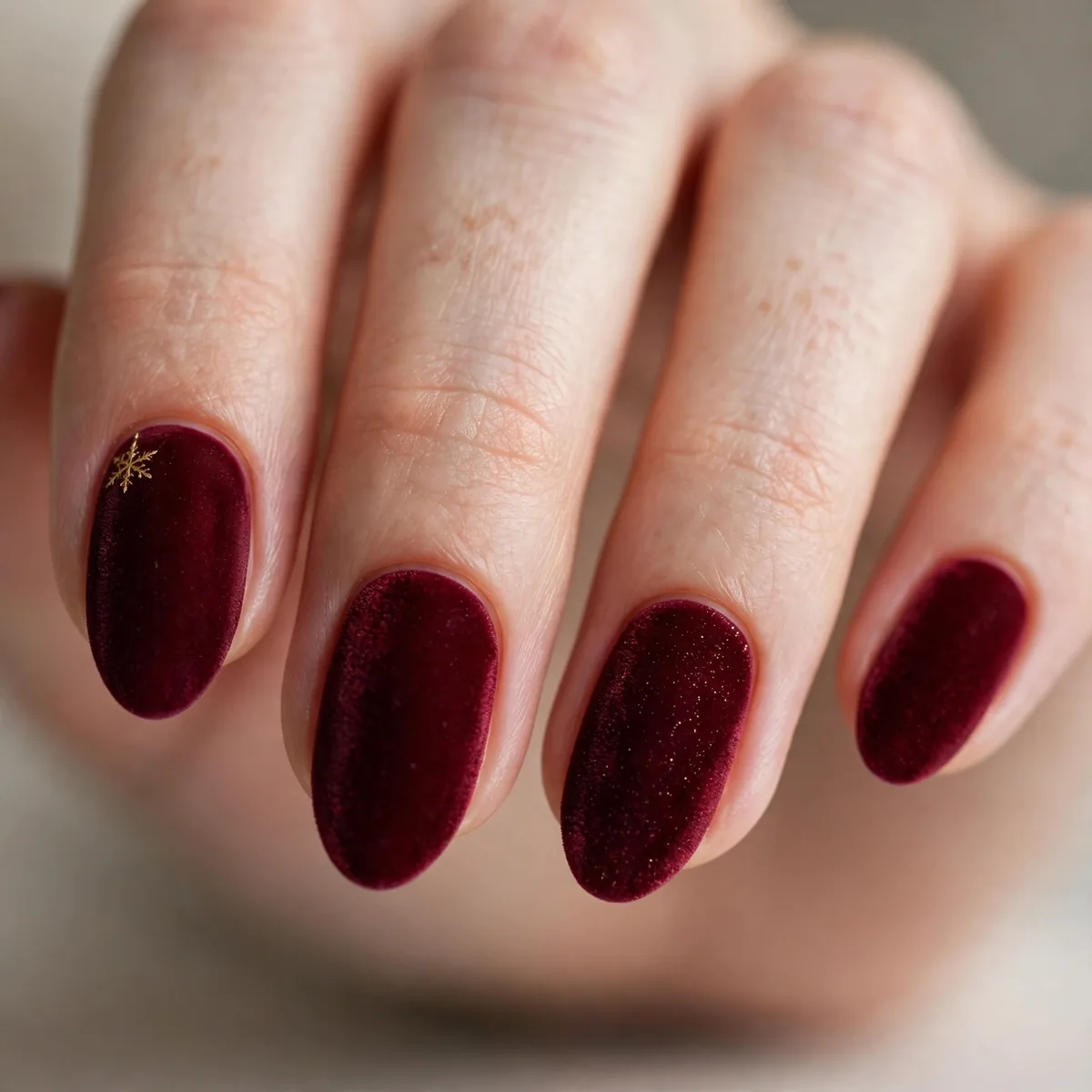Burgundy velvet christmas nails
