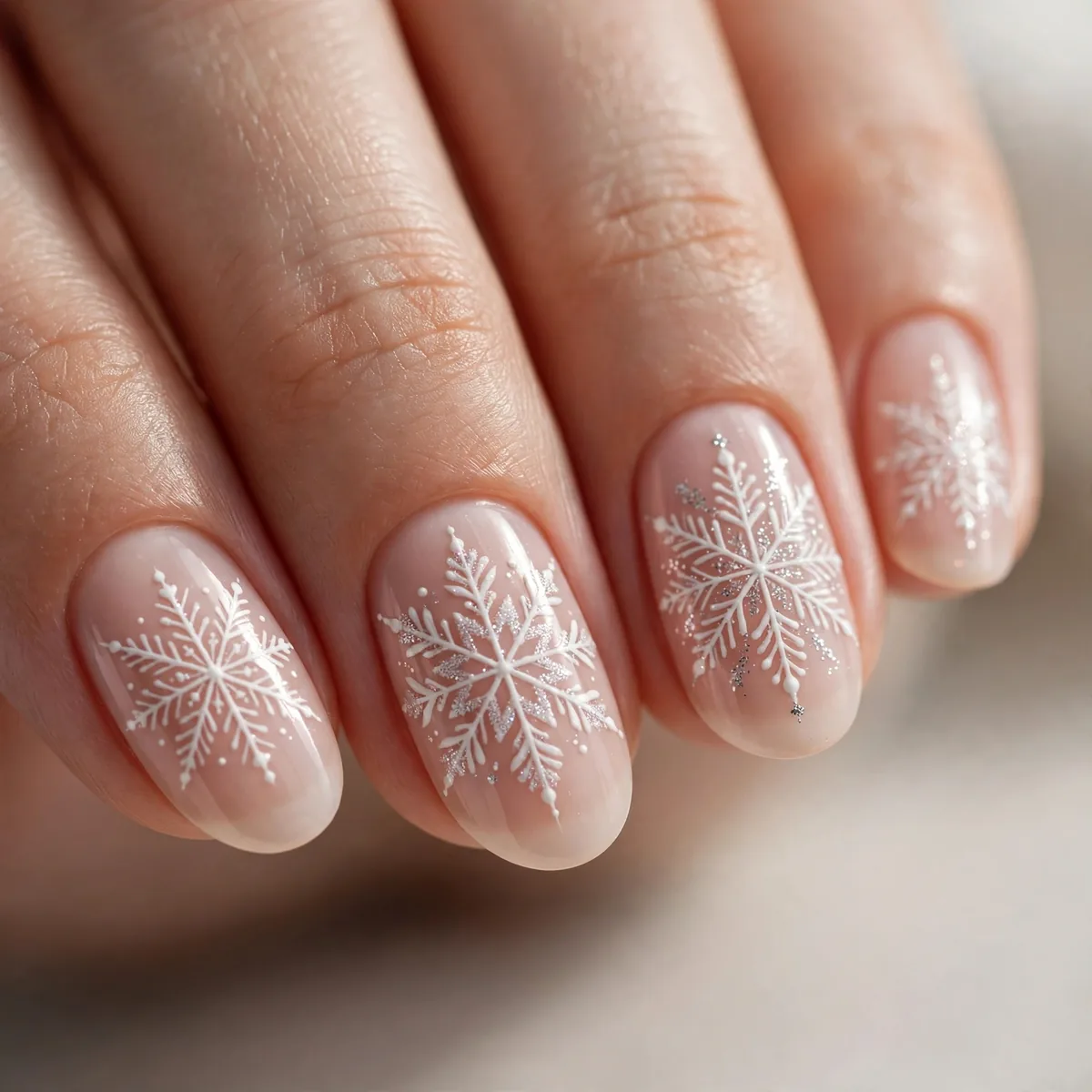 Snowflake nail art christmas design